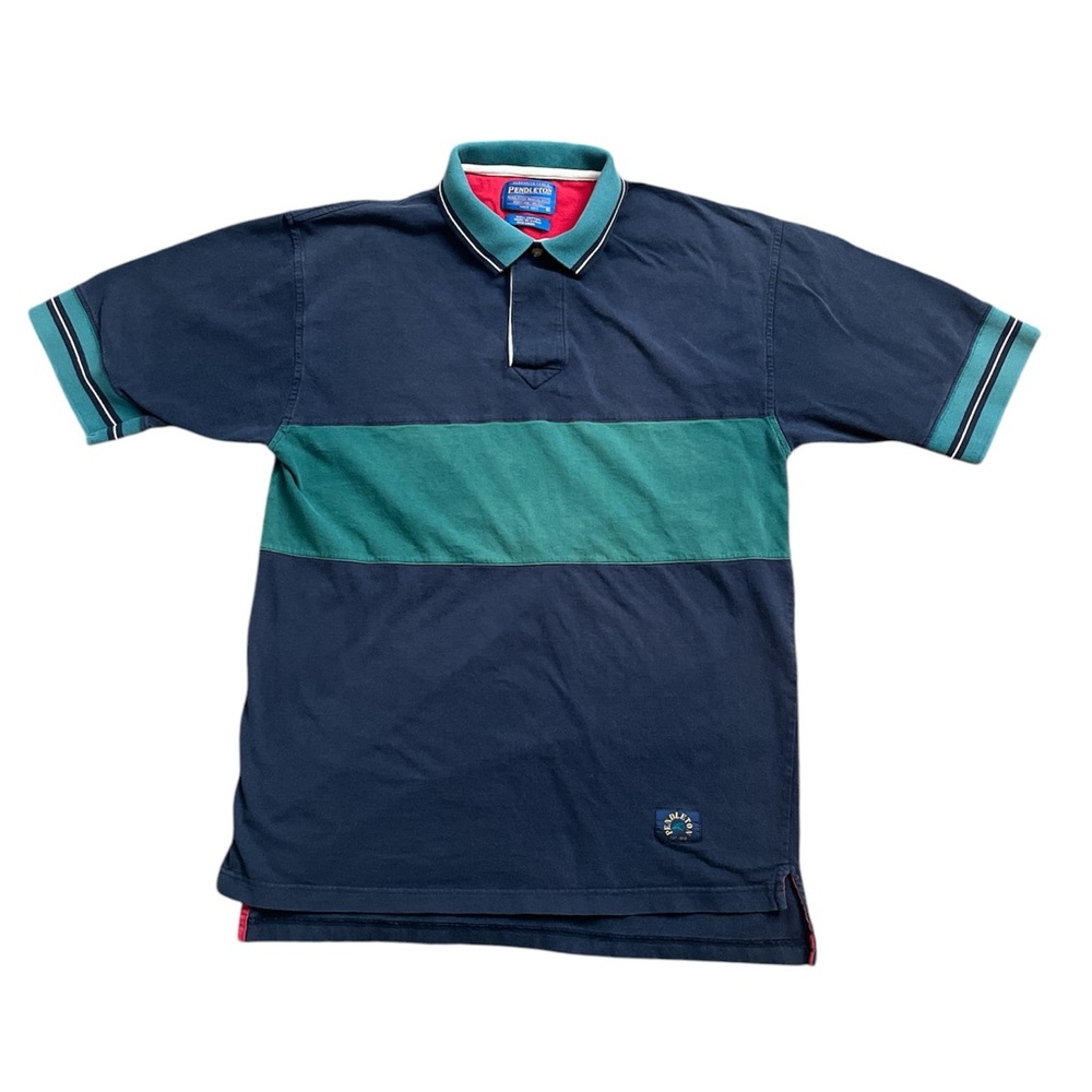 Pendleton | Vintage Blue & Green Striped Polo | Size Small | 100% Cotton Preppy